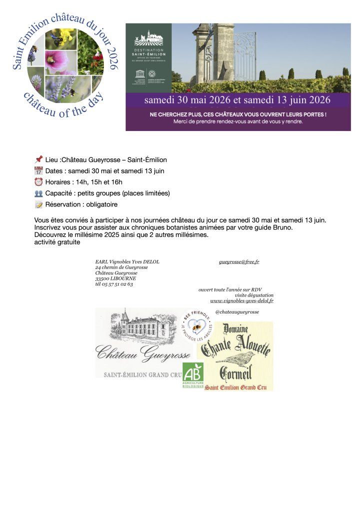 Saint Emilion Château du Jour, visite botanique