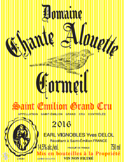 bouteille Domaine Chante Alouette Cormeil 2016