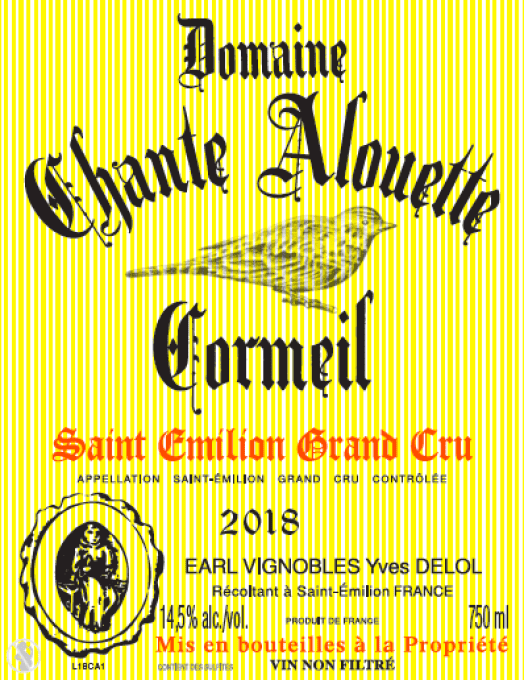 bouteille Domaine Chante Alouette Cormeil 2018