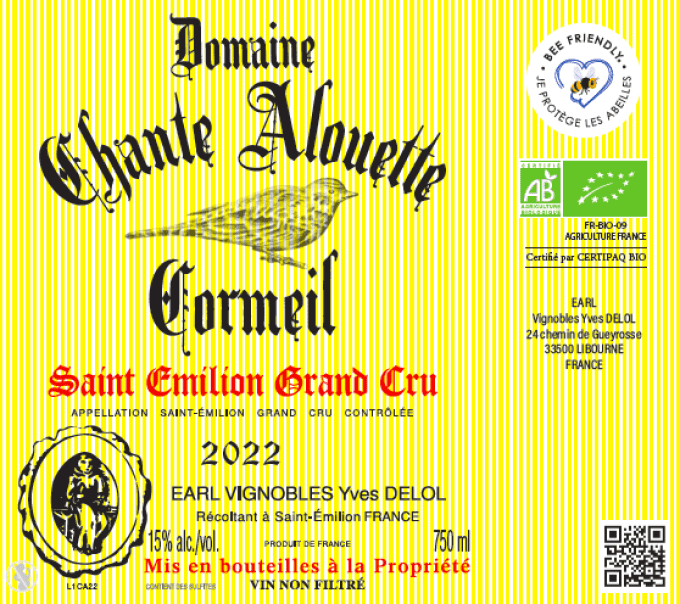 bouteille Domaine Chante Alouette Cormeil 2022